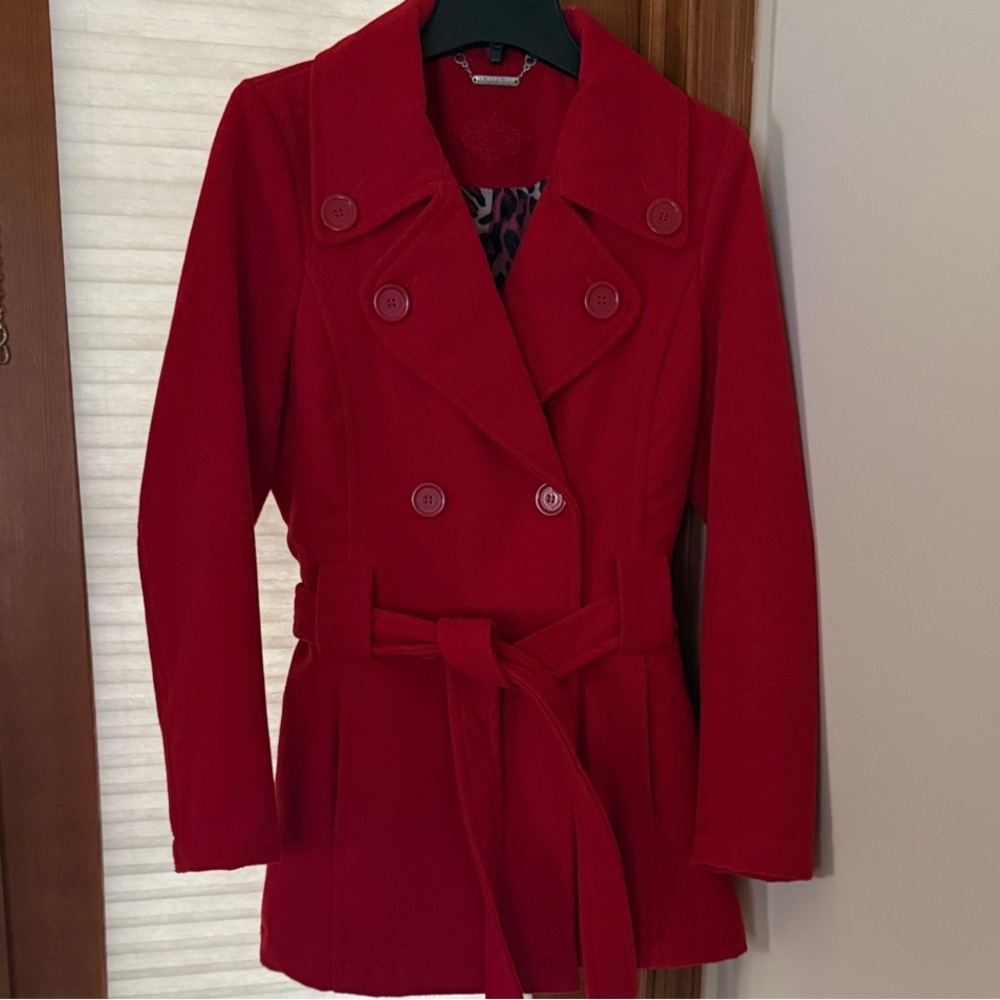 JOUJOU Women's Red Double-Breasted Coat